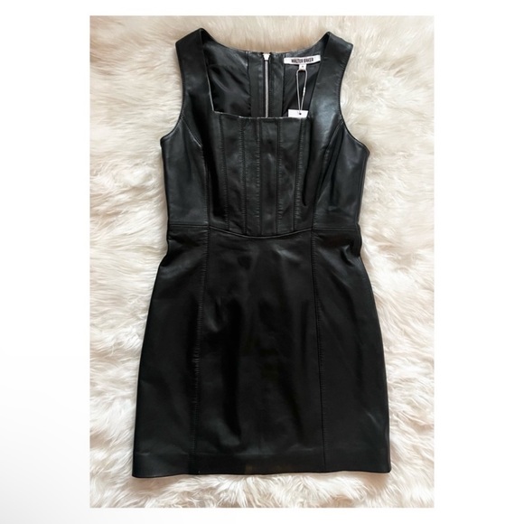 New! WALTER BAKER Corset Leather Mini Dress - Picture 6 of 11